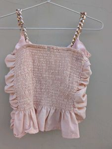 Ruched Chain Strap Crop Top