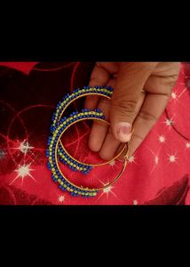 big size Beaded Hoop Earrings