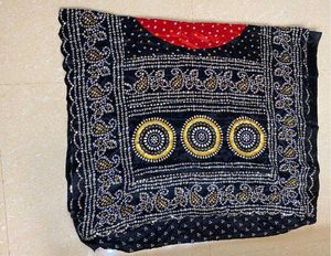 Red &amp; Black Bandhej Saree