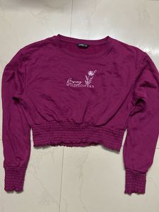 Purple 'Raising Wildflowers' Cropped Sweatshirt