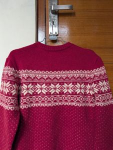 Red Maroon Patterned Wool Sweater