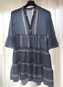 Blue Patterned Mini Dress