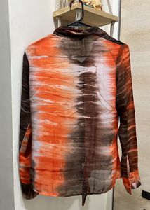 GLOBUS Orange N Brown Casual Shirt Style Top