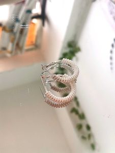 White Sparkly Hoop Earrings