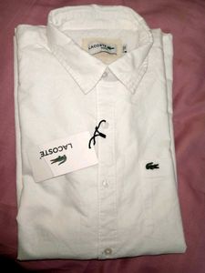 NEW LACOSTE OXFORD COTTON WHITTE SHIRT
