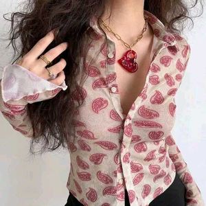 American Paisley Print Fitted Top