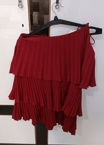 One Shoulder Maroon Dress