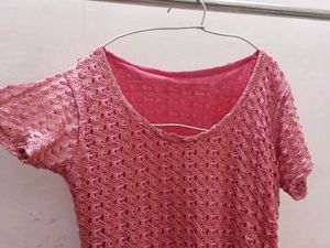 Pink Crochet Beach Cover Up