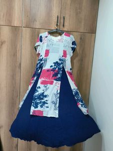 Stylish Royal Blue And White Gown