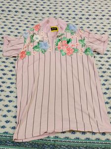 Floral Striped Short Sleeve Shirt
