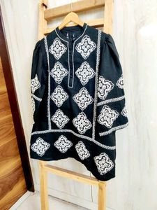 Embroidered Black LongTop Size-38-40