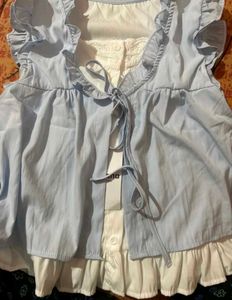 Light Blue Ruffle Blouse