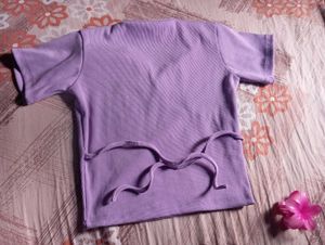 Lilac Ribbed Wrap Top