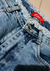 High-Waist Ripped Denim (Light Blue)