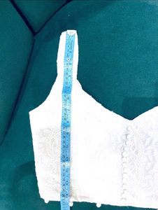 White Chickenkari Sleeveless Blouse