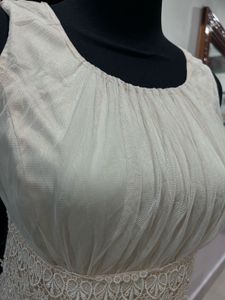 Netted Beige Sleeveless Dress