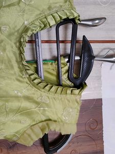 Pista Green Party Wear Girls Frock