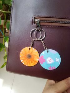 2 PERSONALIZED Hand-Painted Sunflower Keychain