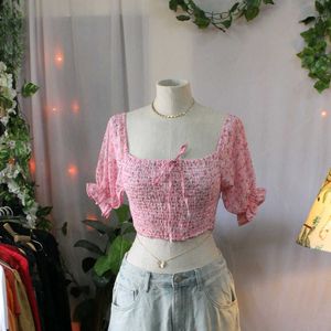 Floral Pink Crop Top