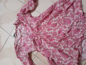 Pink Floral Print Kurti