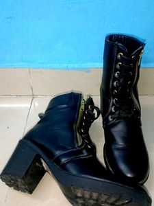 Black Lace-Up Ankle Boots