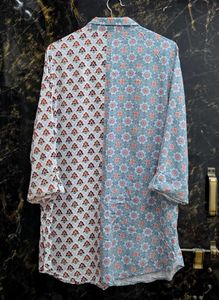 White And Blue Printed Straight Tunic