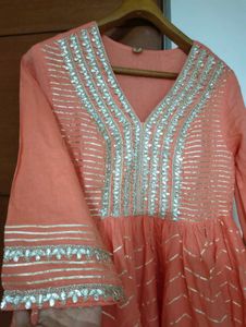 Coral Ethnic Gown With Golden Embroidery 🪷✨