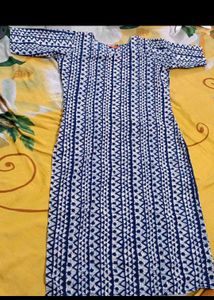 Blue & White Print Kurti