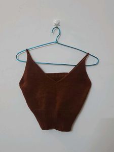 Brown Knit Crop Top