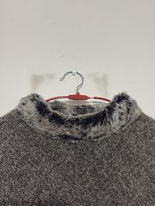 Stylish Grey Faux Fur Poncho
