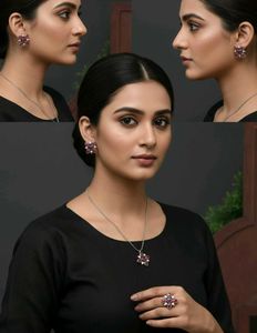 Exquisite Ruby-Toned Floral Jewelry Set