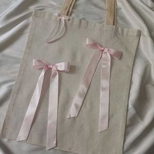 Ribbon Bow Tote Bags
