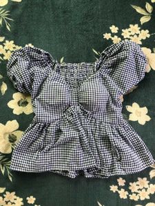 Gingham Puff Sleeve Top