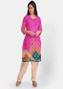 Pink Printed Kurta Unstitched