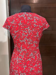 Scullers Red Floral Ruffle Dress