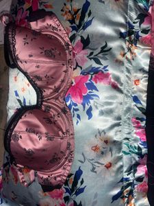 Satin Floral Bra