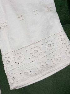 White Eyelet Cropped Pants