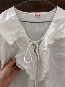 White Ruffle Blouse