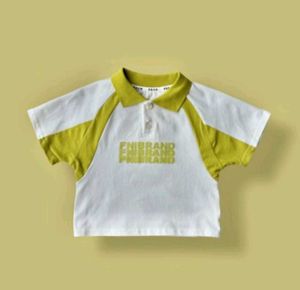 unisex Stylish White & Yellow Polo