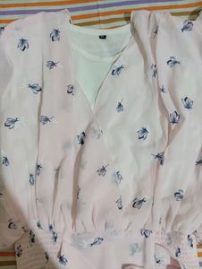 Crop Top With Frill Sleeves