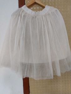 Cream Tulle Mini Skirt