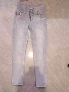 High Waisted Gray Denim Jeans