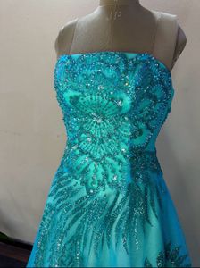 Luxury Frozen Blue Embellished Gown