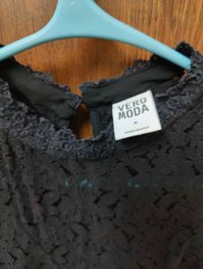 Elegant Black Lace Chiffon Dress