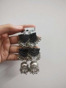 Silver and black Jhumka (Sale!)