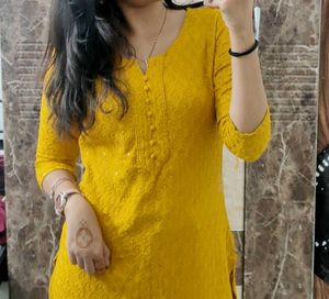 Yellow Embroidered Kurta