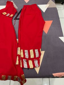 Beautiful Red Georgette Three Piece Suit