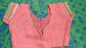 Peach And Off White Embellished Saree