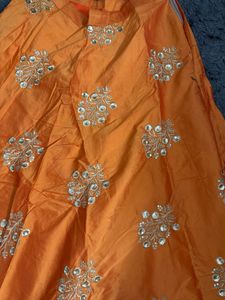 Elegant Orange Lehenga Skirt
