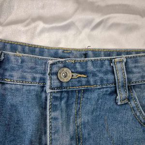 Micro Mini Denim Skirt With Stripes